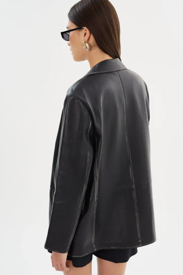 LAMARQUE Leather Jackets | KARRIN | Distressed Leather Blazer Distressed Black