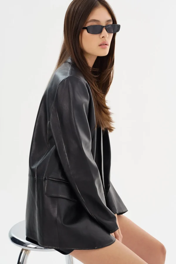 LAMARQUE Leather Jackets | KARRIN | Distressed Leather Blazer Distressed Black