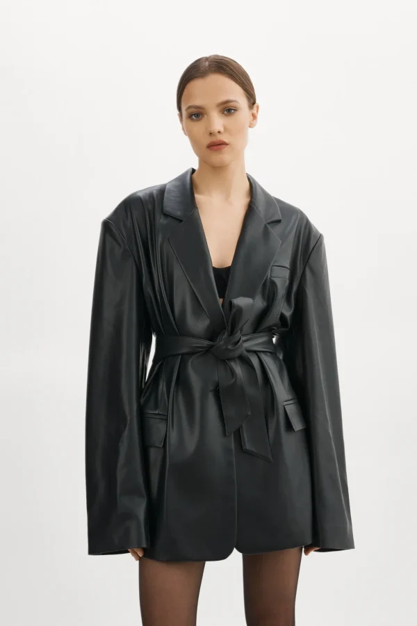 LAMARQUE Dresses | Coats&Jackets | Kassandra | Faux Leather Oversized Blazer Black