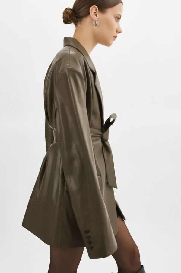 LAMARQUE Dresses | Coats&Jackets | Kassandra | Faux Leather Oversized Blazer Khaki