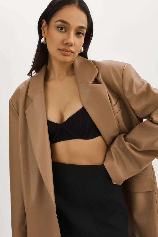 LAMARQUE Dresses | Coats&Jackets | Kassandra | Faux Leather Oversized Blazer MOCHA