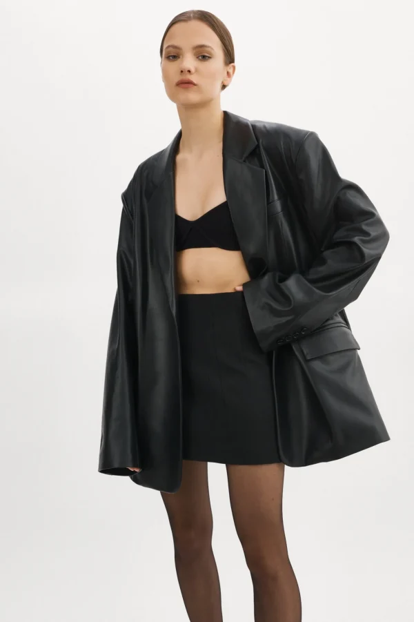 LAMARQUE Dresses | Coats&Jackets | Kassandra | Faux Leather Oversized Blazer Black