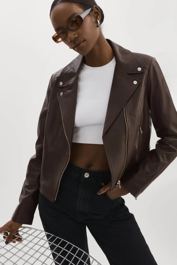 LAMARQUE Leather Jackets | KELSEY | Leather Biker Jacket MAHOGANY