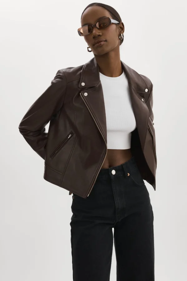 LAMARQUE Leather Jackets | KELSEY | Leather Biker Jacket MAHOGANY