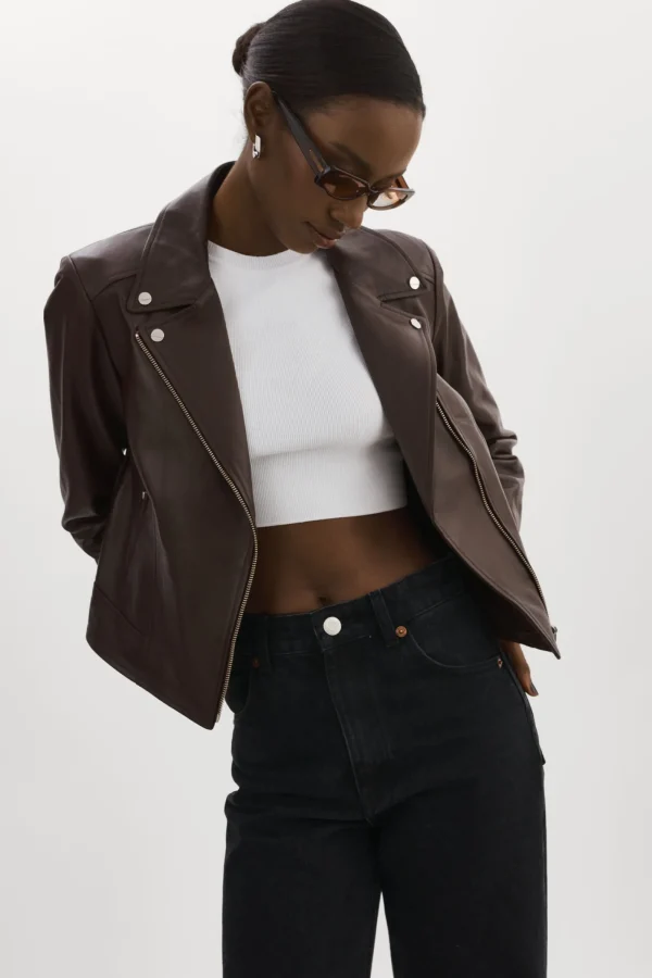 LAMARQUE Leather Jackets | KELSEY | Leather Biker Jacket MAHOGANY