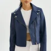 LAMARQUE Leather Jackets | KELSEY GOLD | Leather Biker Jacket Aegean Blue