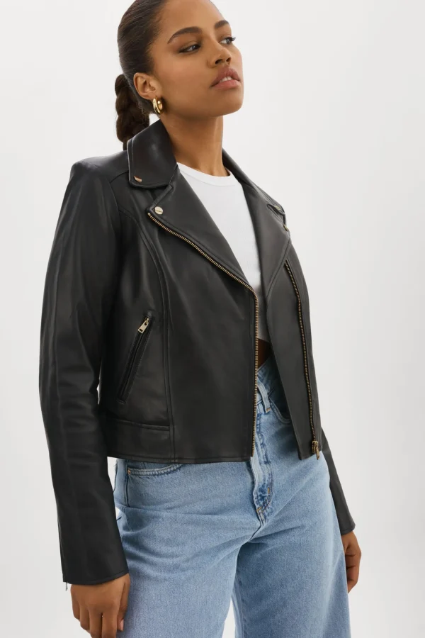LAMARQUE Leather Jackets | KELSEY GOLD | Leather Biker Jacket Black
