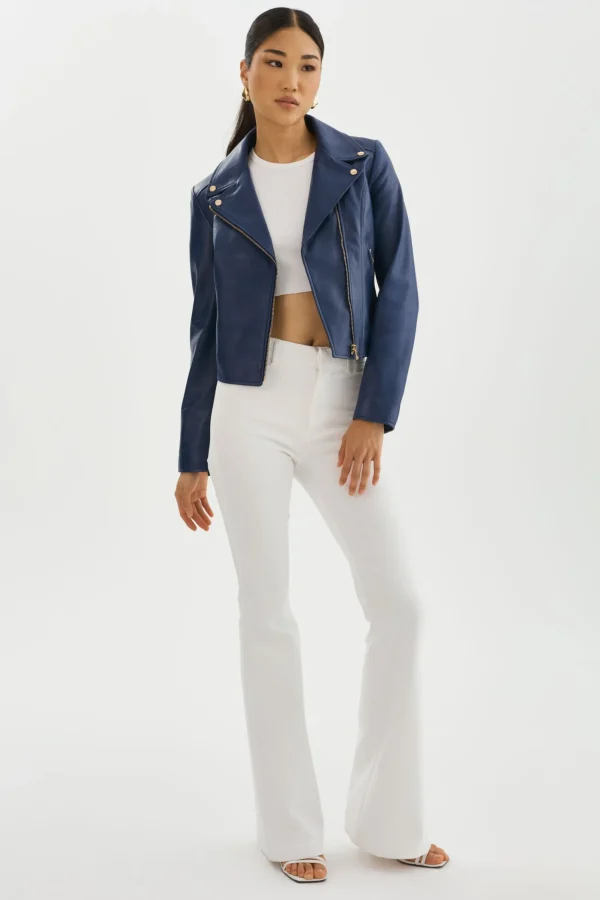 LAMARQUE Leather Jackets | KELSEY GOLD | Leather Biker Jacket Aegean Blue