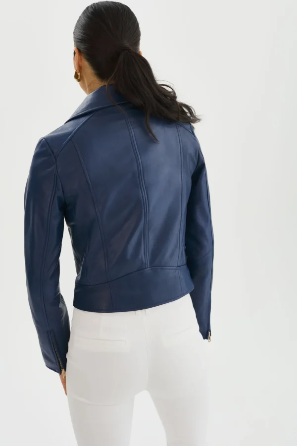LAMARQUE Leather Jackets | KELSEY GOLD | Leather Biker Jacket Aegean Blue