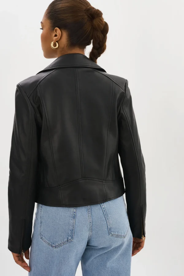 LAMARQUE Leather Jackets | KELSEY GOLD | Leather Biker Jacket Black