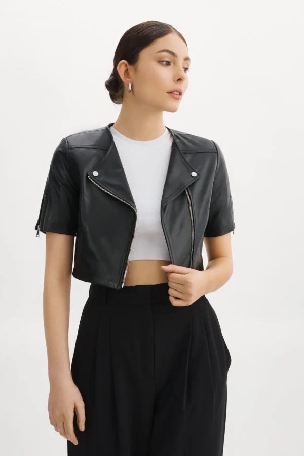 LAMARQUE Leather Jackets | KIRSI | Cropped Biker Jacket Black