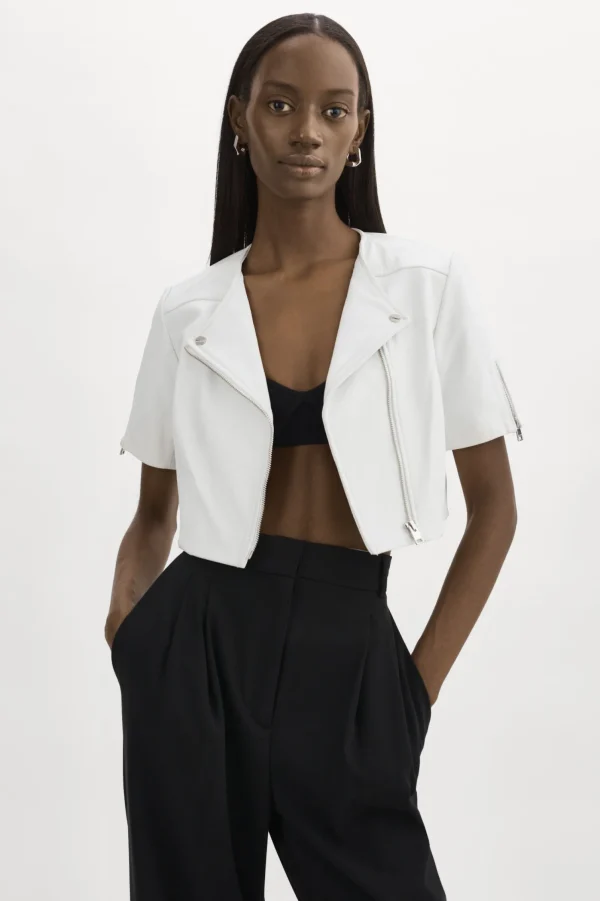 LAMARQUE Leather Jackets | KIRSI | Cropped Biker Jacket White