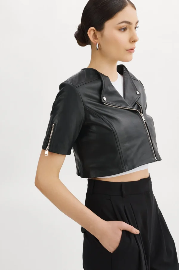 LAMARQUE Leather Jackets | KIRSI | Cropped Biker Jacket Black