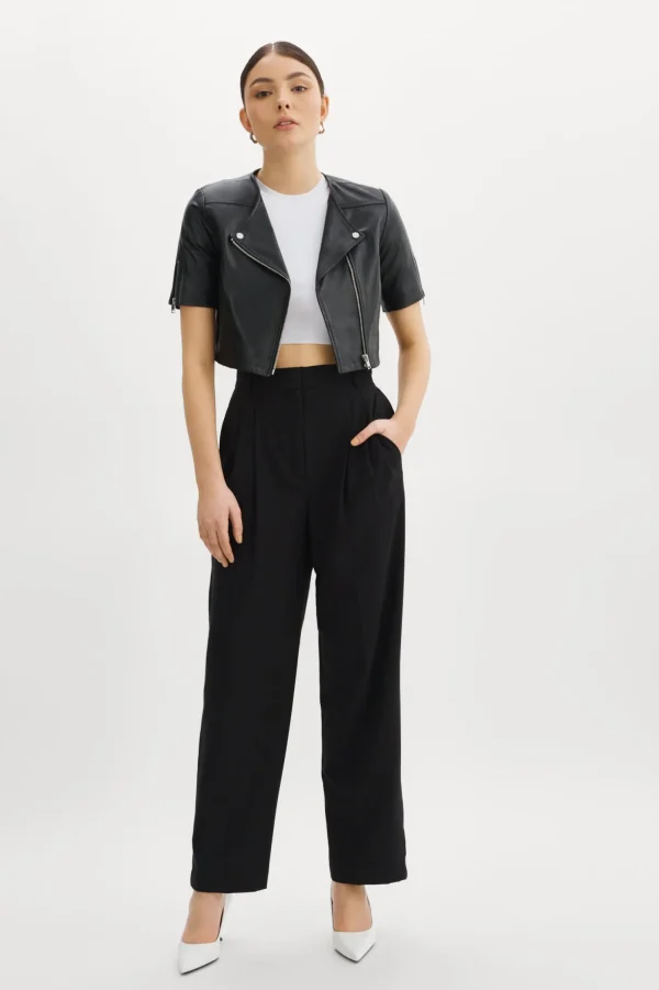 LAMARQUE Leather Jackets | KIRSI | Cropped Biker Jacket Black