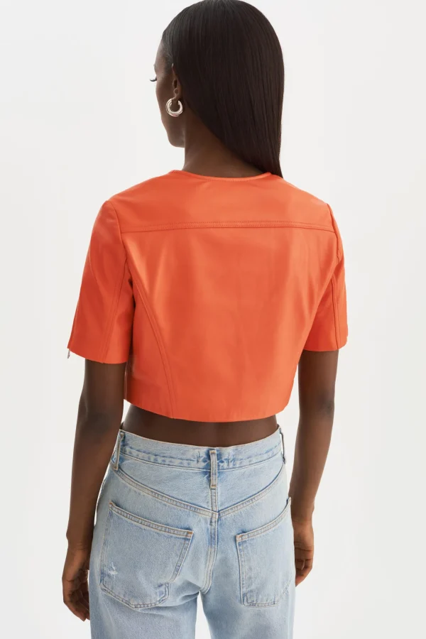 LAMARQUE Leather Jackets | KIRSI | Cropped Biker Jacket Spicy Orange