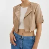 LAMARQUE Leather Jackets | KIRSI GOLD | Cropped Biker Jacket Wheat