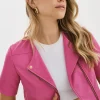 LAMARQUE Leather Jackets | KIRSI GOLD | Cropped Biker Jacket Super Pink