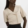 LAMARQUE Leather Jackets | KIRSI GOLD | Cropped Biker Jacket Bone