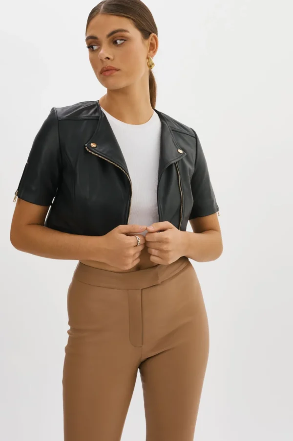 LAMARQUE Leather Jackets | KIRSI GOLD | Cropped Biker Jacket Black