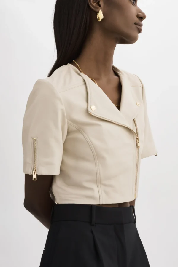 LAMARQUE Leather Jackets | KIRSI GOLD | Cropped Biker Jacket Bone