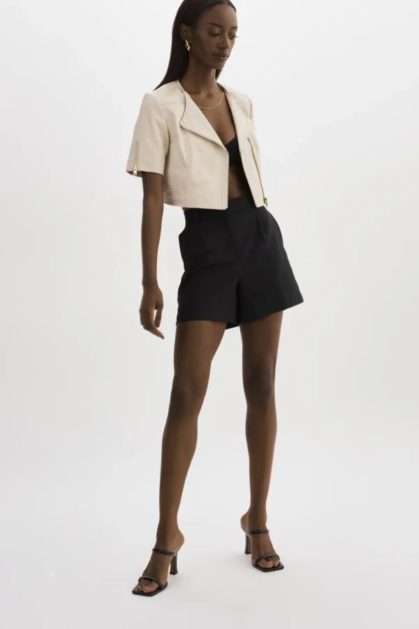LAMARQUE Leather Jackets | KIRSI GOLD | Cropped Biker Jacket Bone