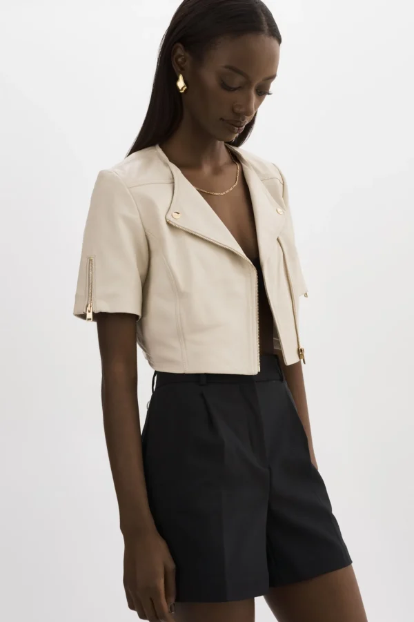 LAMARQUE Leather Jackets | KIRSI GOLD | Cropped Biker Jacket Bone