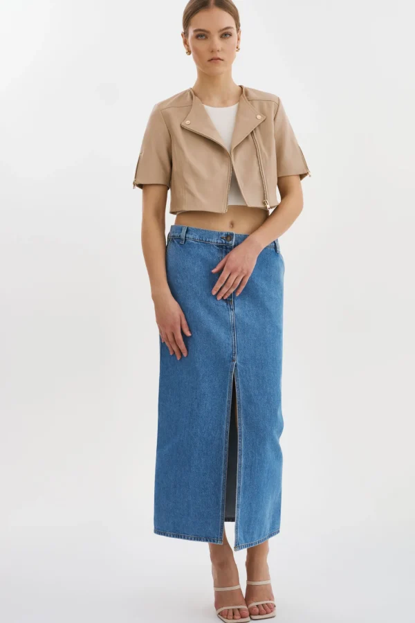 LAMARQUE Leather Jackets | KIRSI GOLD | Cropped Biker Jacket Wheat