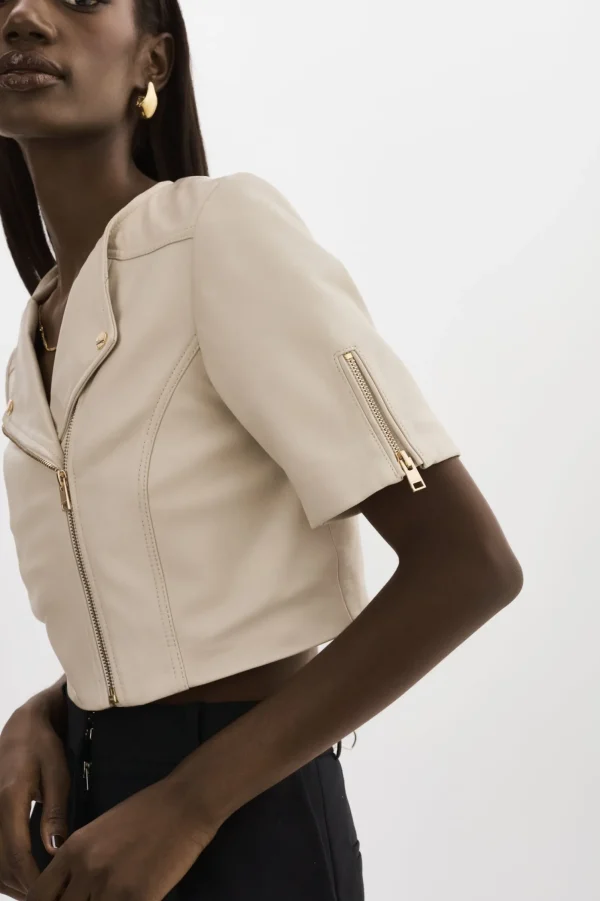LAMARQUE Leather Jackets | KIRSI GOLD | Cropped Biker Jacket Bone
