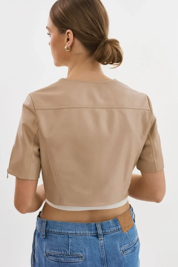LAMARQUE Leather Jackets | KIRSI GOLD | Cropped Biker Jacket Wheat