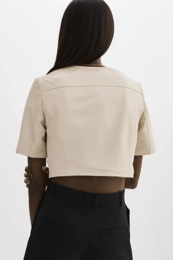 LAMARQUE Leather Jackets | KIRSI GOLD | Cropped Biker Jacket Bone