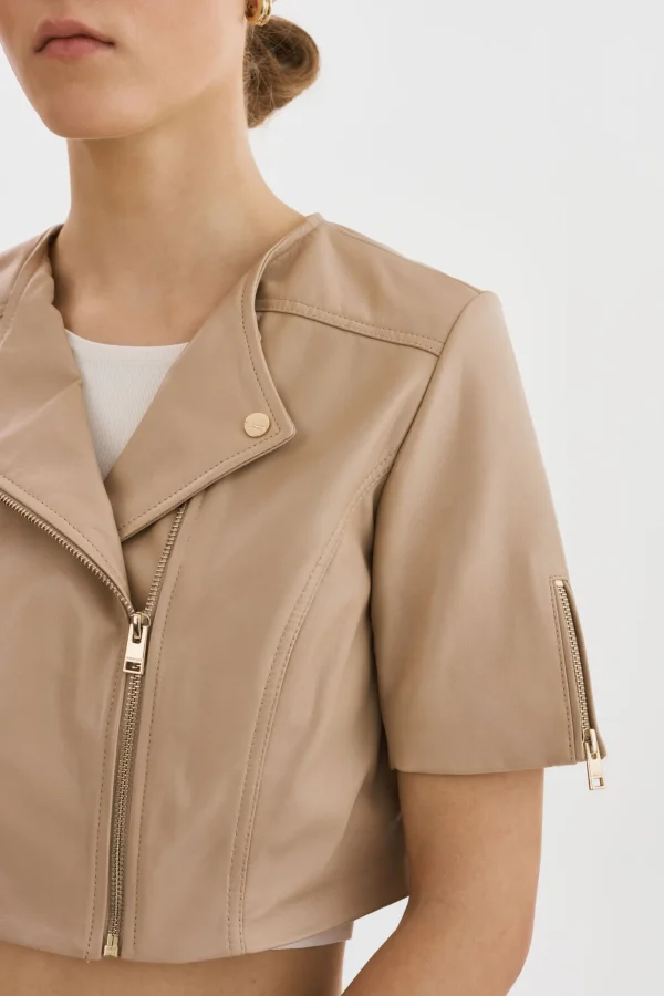 LAMARQUE Leather Jackets | KIRSI GOLD | Cropped Biker Jacket Wheat
