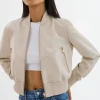 LAMARQUE Leather Jackets | KORDELLA | Reversible Leather Bomber Jacket Bone/Gold