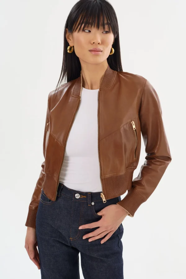 LAMARQUE Leather Jackets | KORDELLA | Reversible Leather Bomber Jacket Luggage/Gold