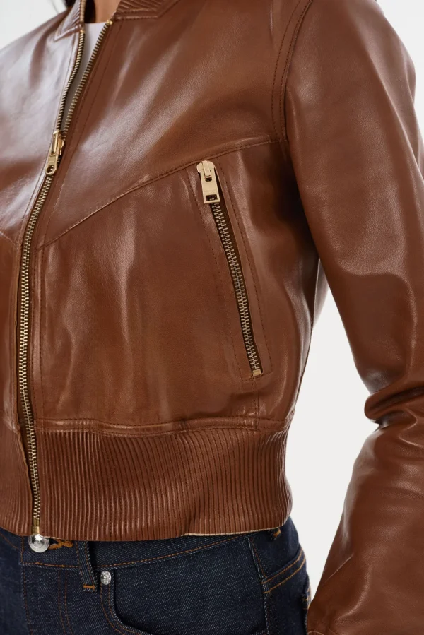 LAMARQUE Leather Jackets | KORDELLA | Reversible Leather Bomber Jacket Luggage/Gold