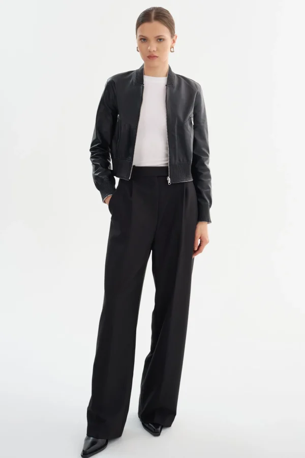 LAMARQUE Leather Jackets | KORDELLA | Reversible Leather Bomber Jacket Black/Silver