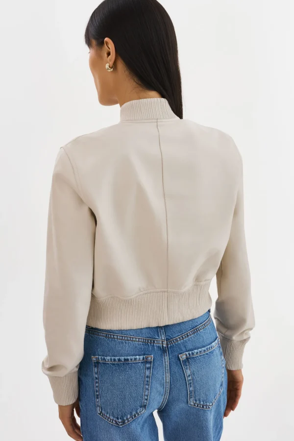 LAMARQUE Leather Jackets | KORDELLA | Reversible Leather Bomber Jacket Bone/Gold
