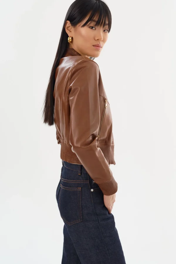 LAMARQUE Leather Jackets | KORDELLA | Reversible Leather Bomber Jacket Luggage/Gold