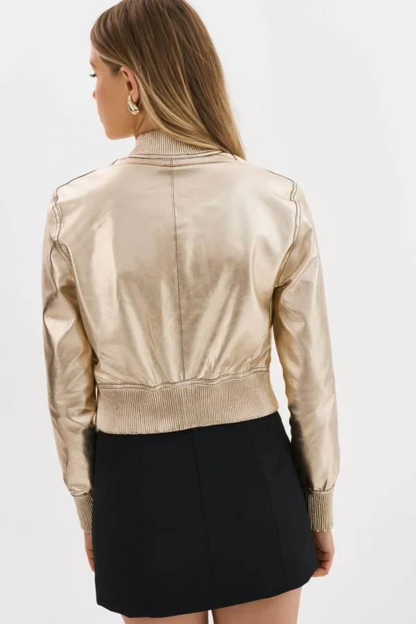 LAMARQUE Leather Jackets | KORDELLA | Reversible Leather Bomber Jacket Black/Gold