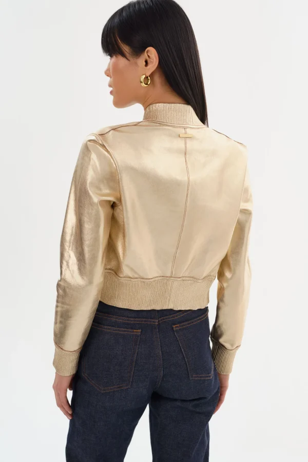 LAMARQUE Leather Jackets | KORDELLA | Reversible Leather Bomber Jacket Luggage/Gold