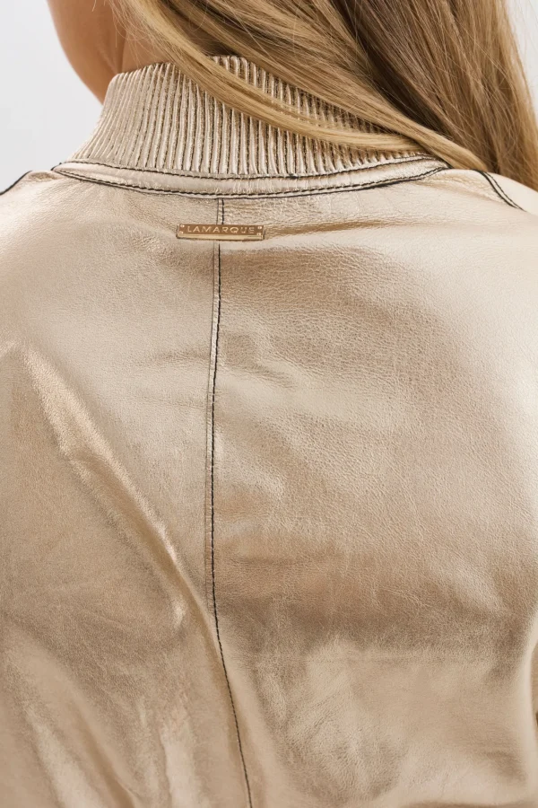 LAMARQUE Leather Jackets | KORDELLA | Reversible Leather Bomber Jacket Black/Gold