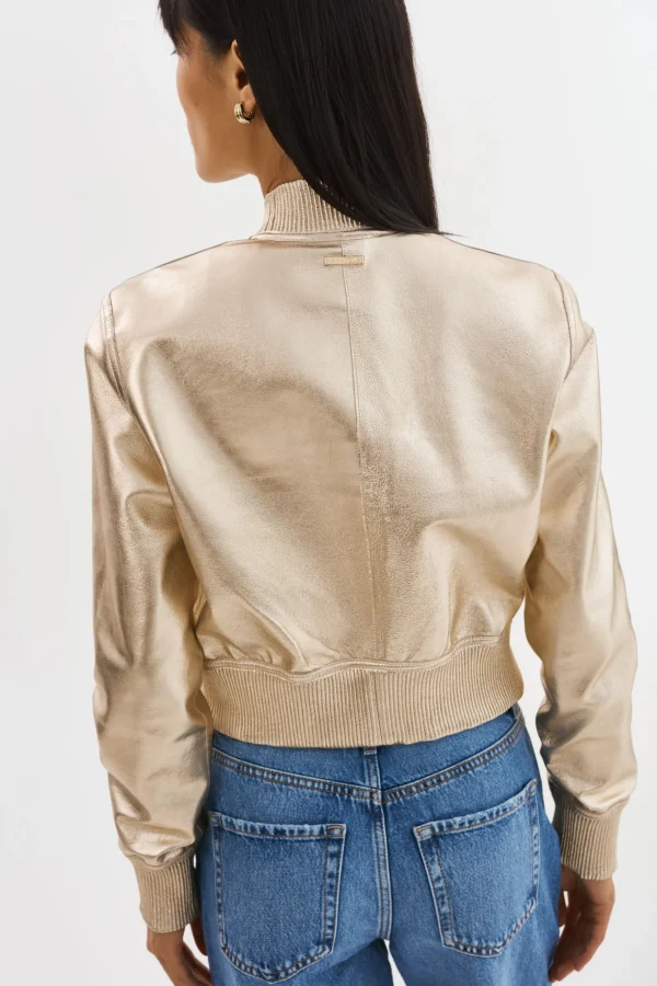 LAMARQUE Leather Jackets | KORDELLA | Reversible Leather Bomber Jacket Bone/Gold