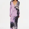 LAMARQUE Dresses | LEANDRA | Printed Jersey Maxi Dress Lavender Haze