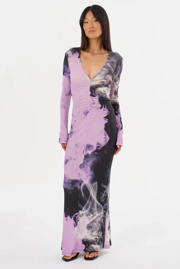 LAMARQUE Dresses | LEANDRA | Printed Jersey Maxi Dress Lavender Haze