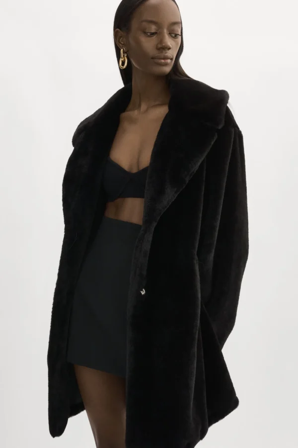 LAMARQUE Coats&Jackets | LINNEA | Faux Fur Coat Black
