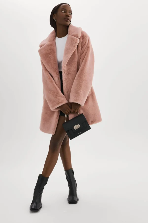 LAMARQUE Coats&Jackets | LINNEA | Faux Fur Coat Smoky Pink