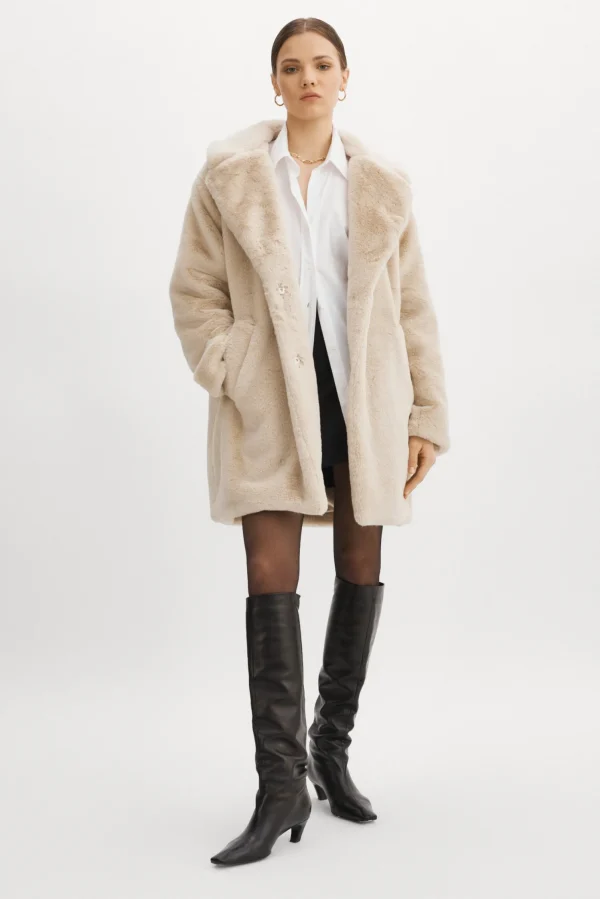 LAMARQUE Coats&Jackets | LINNEA | Faux Fur Coat Bone