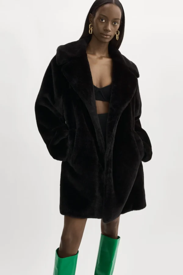 LAMARQUE Coats&Jackets | LINNEA | Faux Fur Coat Black