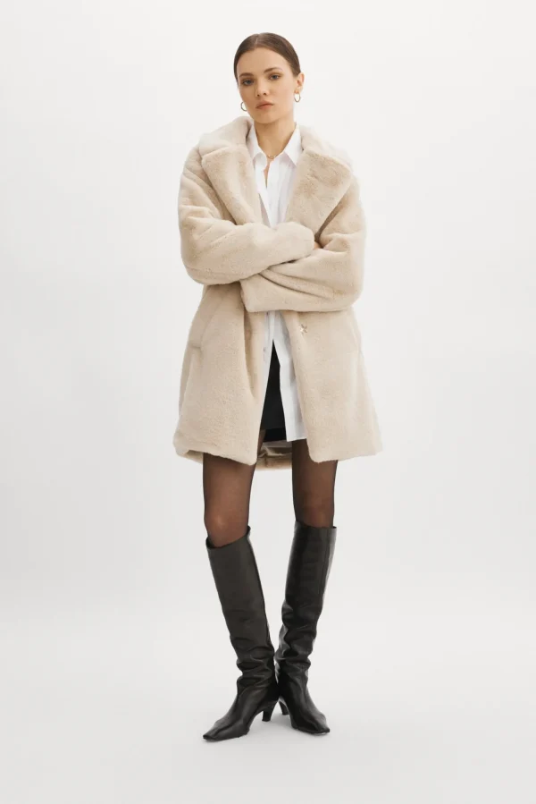 LAMARQUE Coats&Jackets | LINNEA | Faux Fur Coat Bone