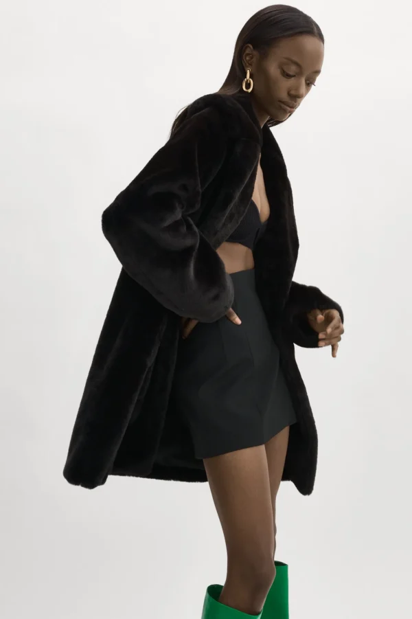 LAMARQUE Coats&Jackets | LINNEA | Faux Fur Coat Black