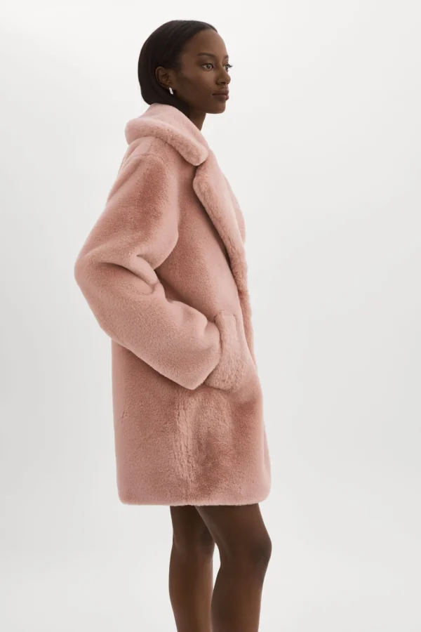 LAMARQUE Coats&Jackets | LINNEA | Faux Fur Coat Smoky Pink